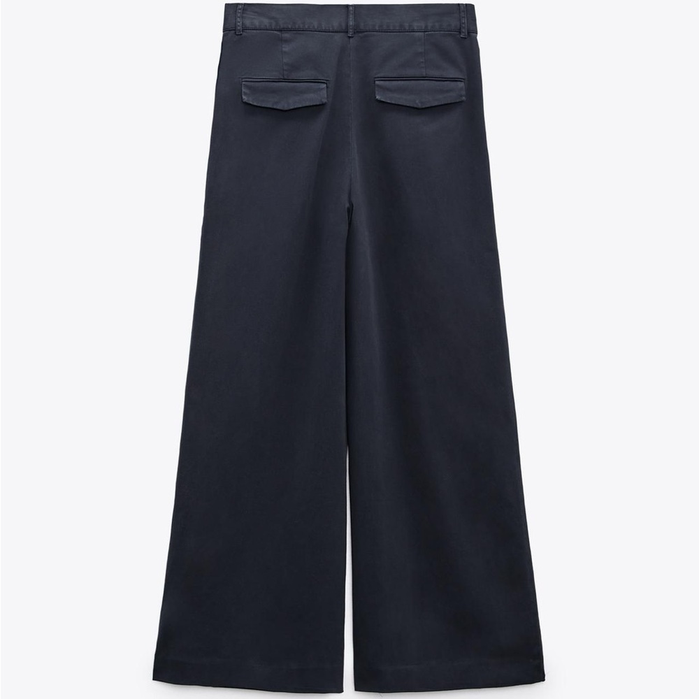 Zara full length pleated navy pant